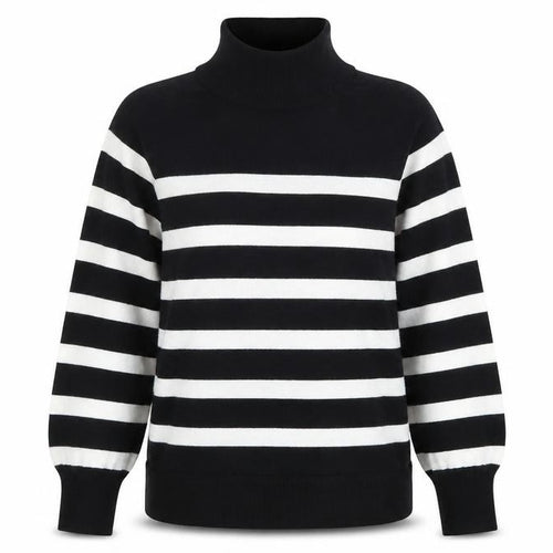 Zara Women’s Black White Striped Roll Neck Jumper Size 12