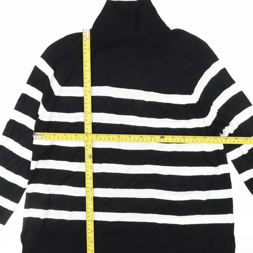 Zara Women’s Black White Striped Roll Neck Jumper Size 12