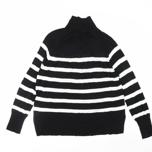 Zara Women’s Black White Striped Roll Neck Jumper Size 12
