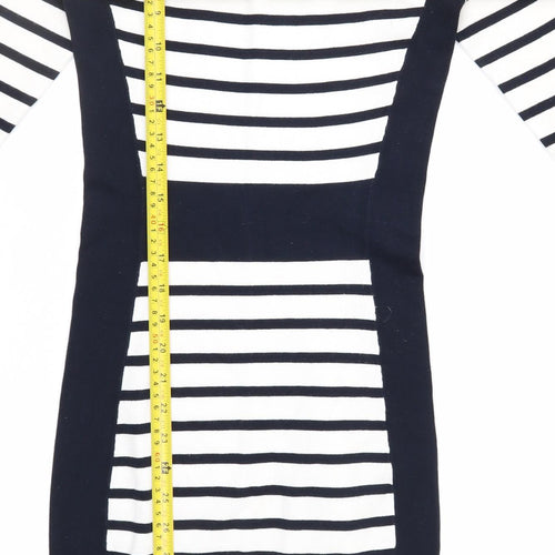 H&M Women’s Black White Striped Bodycon Knit Dress XS