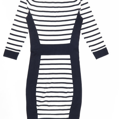 H&M Women’s Black White Striped Bodycon Knit Dress XS