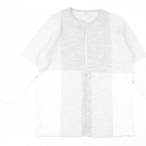 Tu Womens Grey Long Sleeve Open Knit Cardigan Size 16