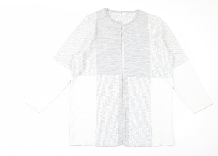 Tu Womens Grey Long Sleeve Open Knit Cardigan Size 16