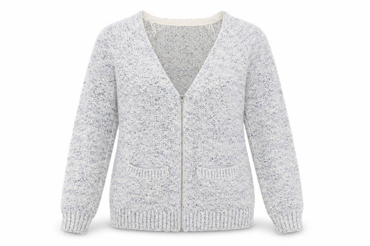 Front view of Marks & Spencer Women’s Grey Full Zip Knit Jumper, size UK 8