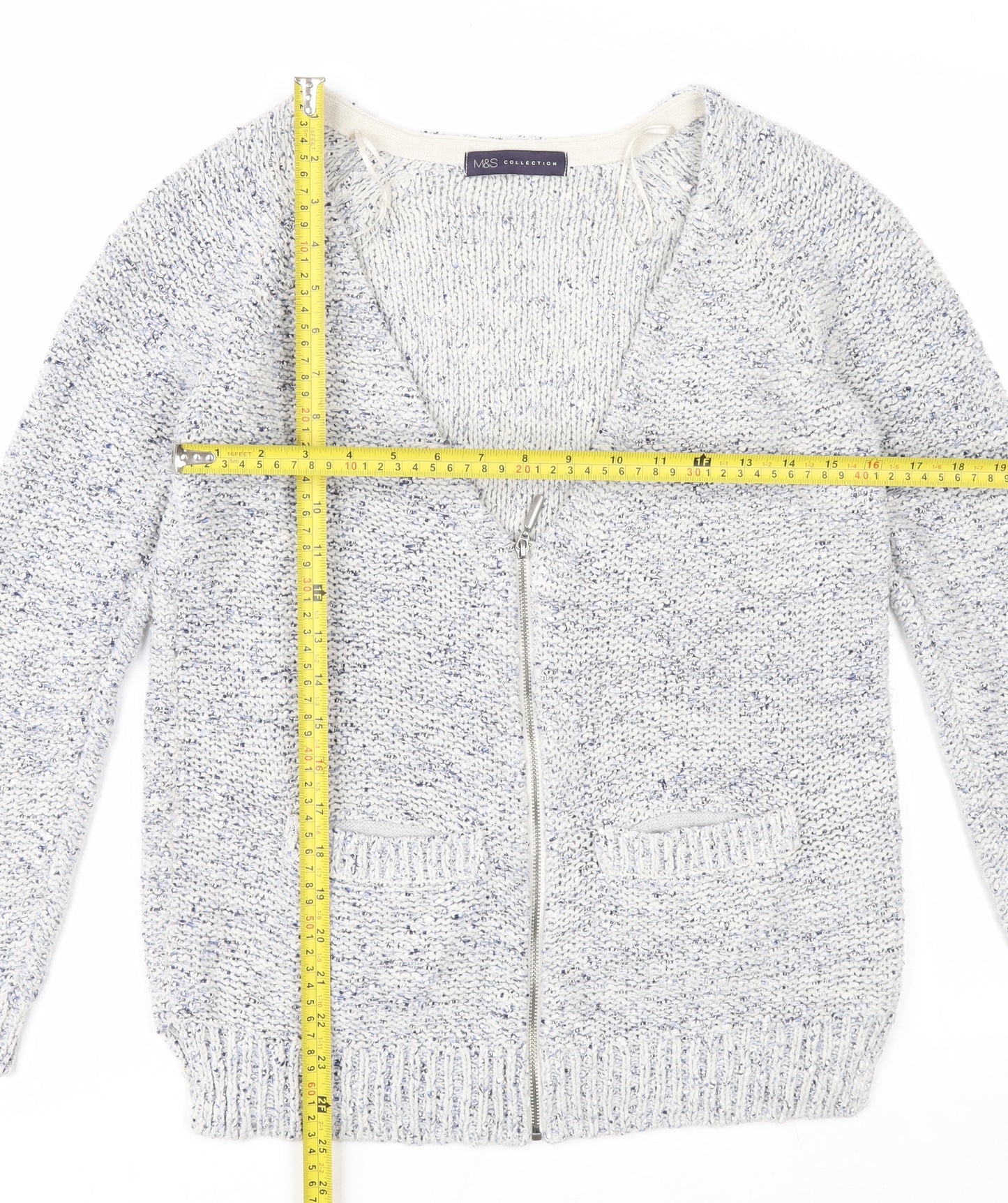 Marks and Spencer Women’s Grey Full Zip Knit Jumper Size 8
