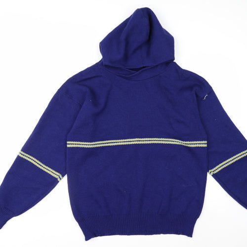Reiver Men’s Blue Wool Pullover Hoodie Medium Classic Knit