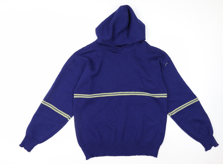 Reiver Men’s Blue Wool Pullover Hoodie Medium Classic Knit