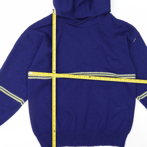 Reiver Men’s Blue Wool Pullover Hoodie Medium Classic Knit