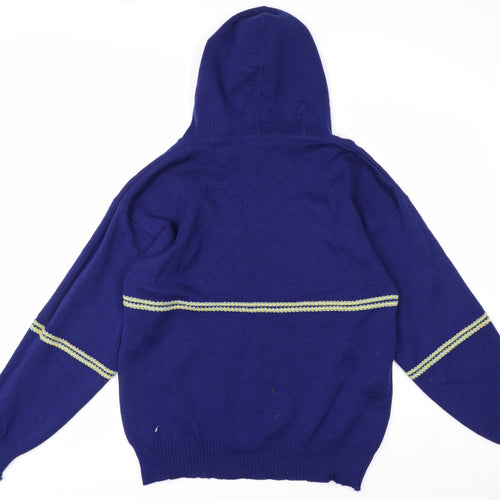 Reiver Men’s Blue Wool Pullover Hoodie Medium Classic Knit