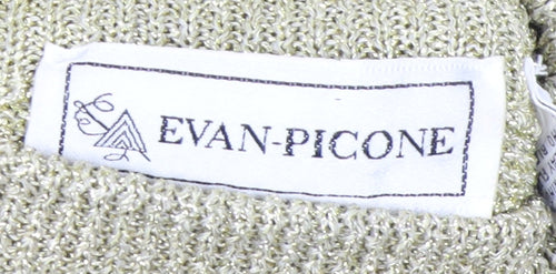 Evan-Picone Women’s Gold Roll Neck Metallic Knit Jumper Size L Vintage