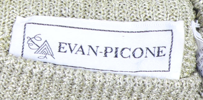 Evan-Picone Women’s Gold Roll Neck Metallic Knit Jumper Size L Vintage