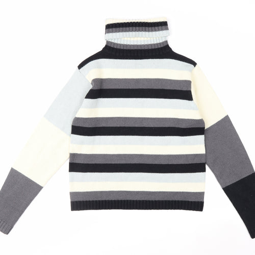 AD Woman Multicoloured Roll Neck Striped Knit Jumper M