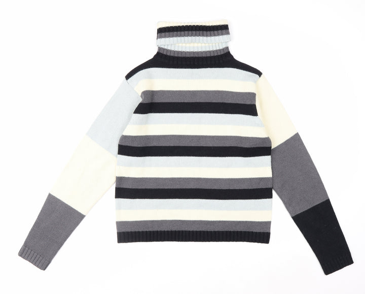 AD Woman Multicoloured Roll Neck Striped Knit Jumper M