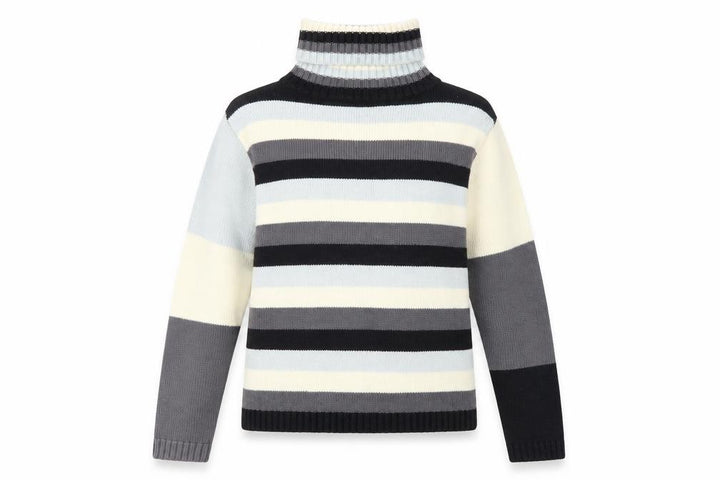 AD Woman Multicoloured Roll Neck Striped Knit Jumper M