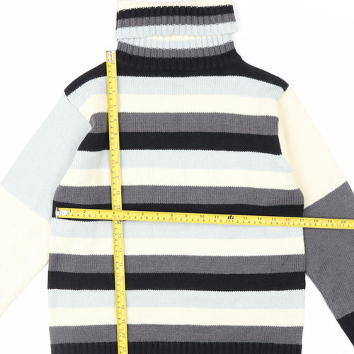 AD Woman Multicoloured Roll Neck Striped Knit Jumper M