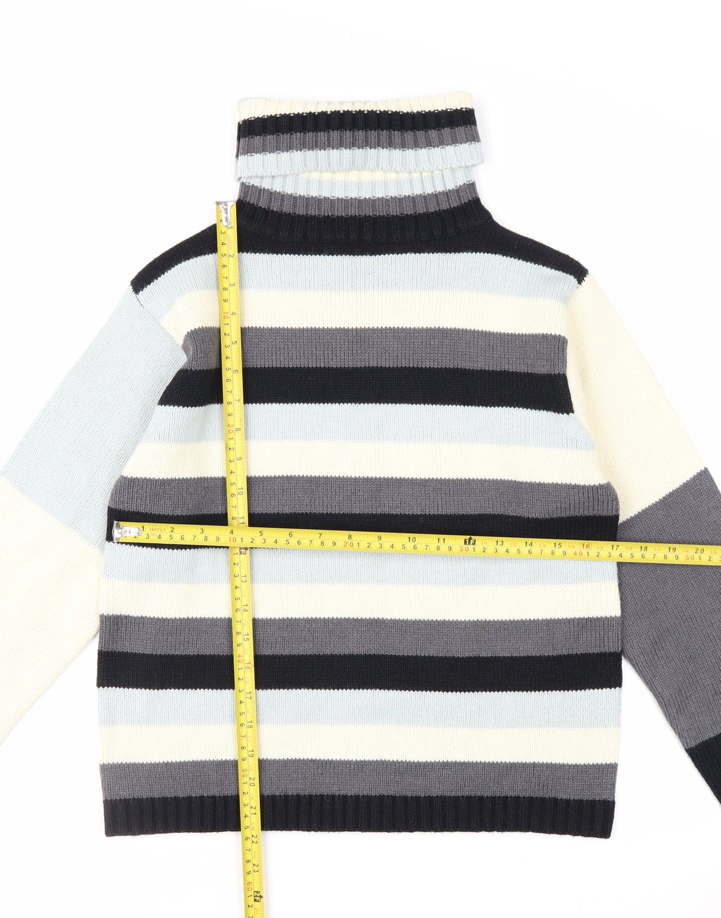 AD Woman Multicoloured Roll Neck Striped Knit Jumper M