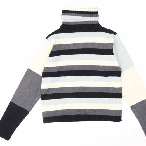 AD Woman Multicoloured Roll Neck Striped Knit Jumper M
