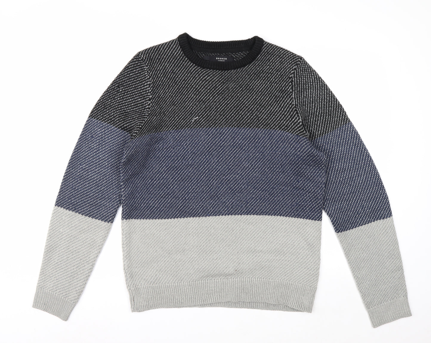 Broken Standard Men's Multicoloured Crew Neck Acrylic Pullover Jumper M