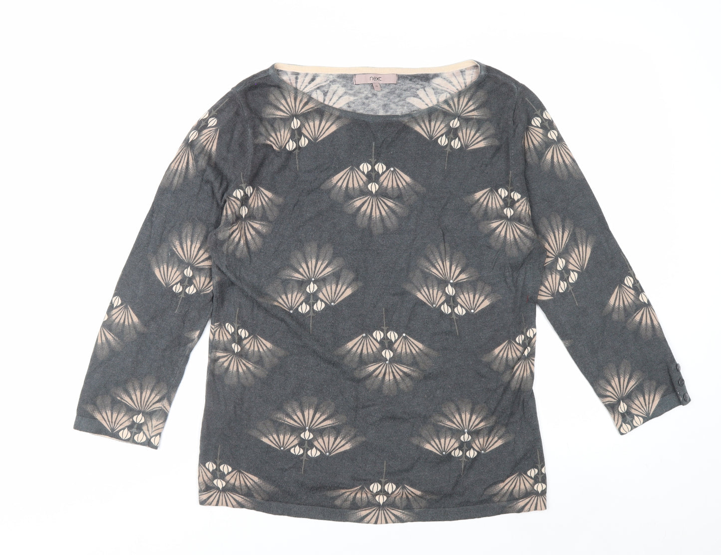 Next Women’s Grey Geometric Print Pullover Jumper Size 14