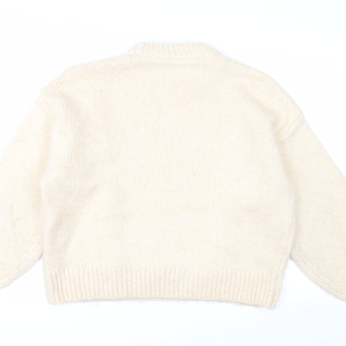 George Women Ivory Fringe Chunky Knit Crew Neck Jumper Size 12