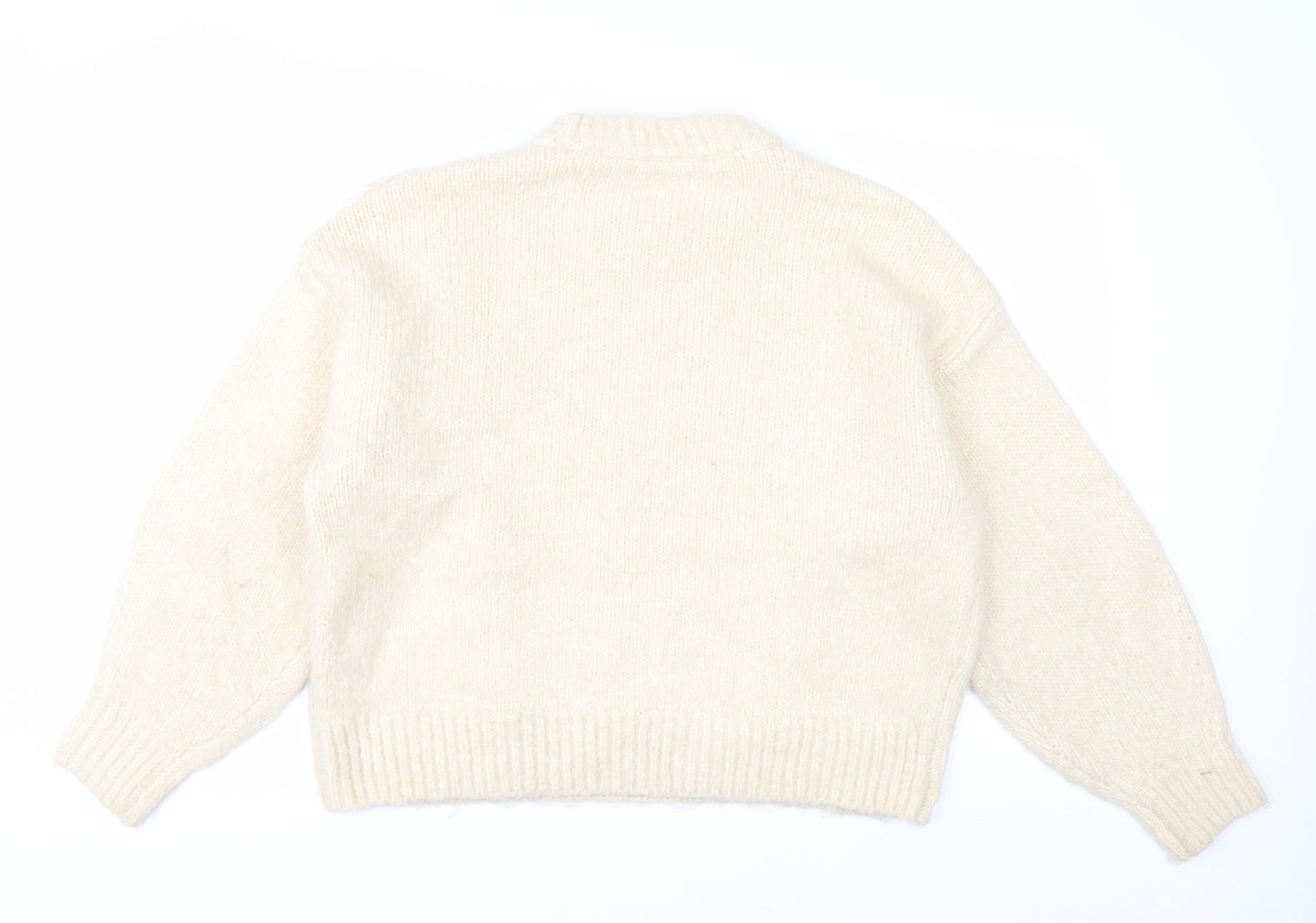 George Women Ivory Fringe Chunky Knit Crew Neck Jumper Size 12