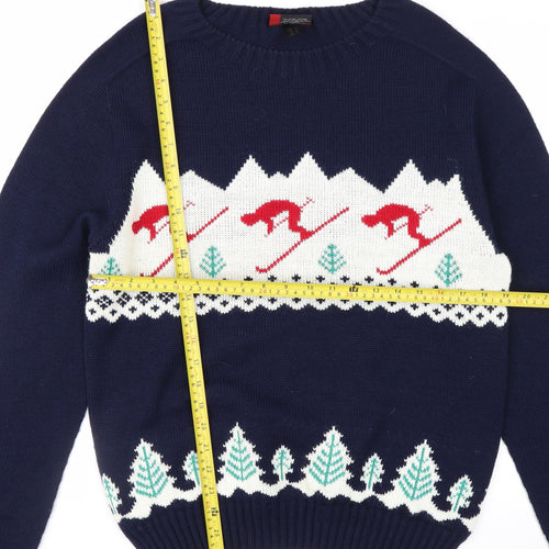 Sweater Shop Men's Blue Ski Pattern Acrylic Jumper M