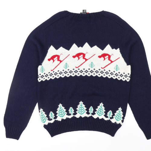 Sweater Shop Men's Blue Ski Pattern Acrylic Jumper M
