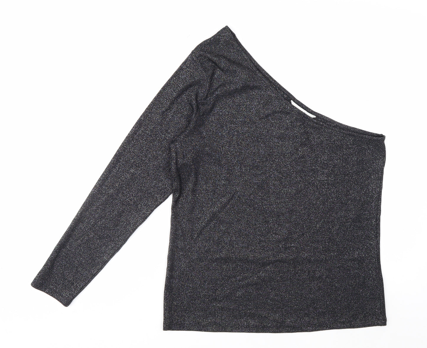 Marks and Spencer Women’s Black One Shoulder Glitter Long Sleeve Top Size 18