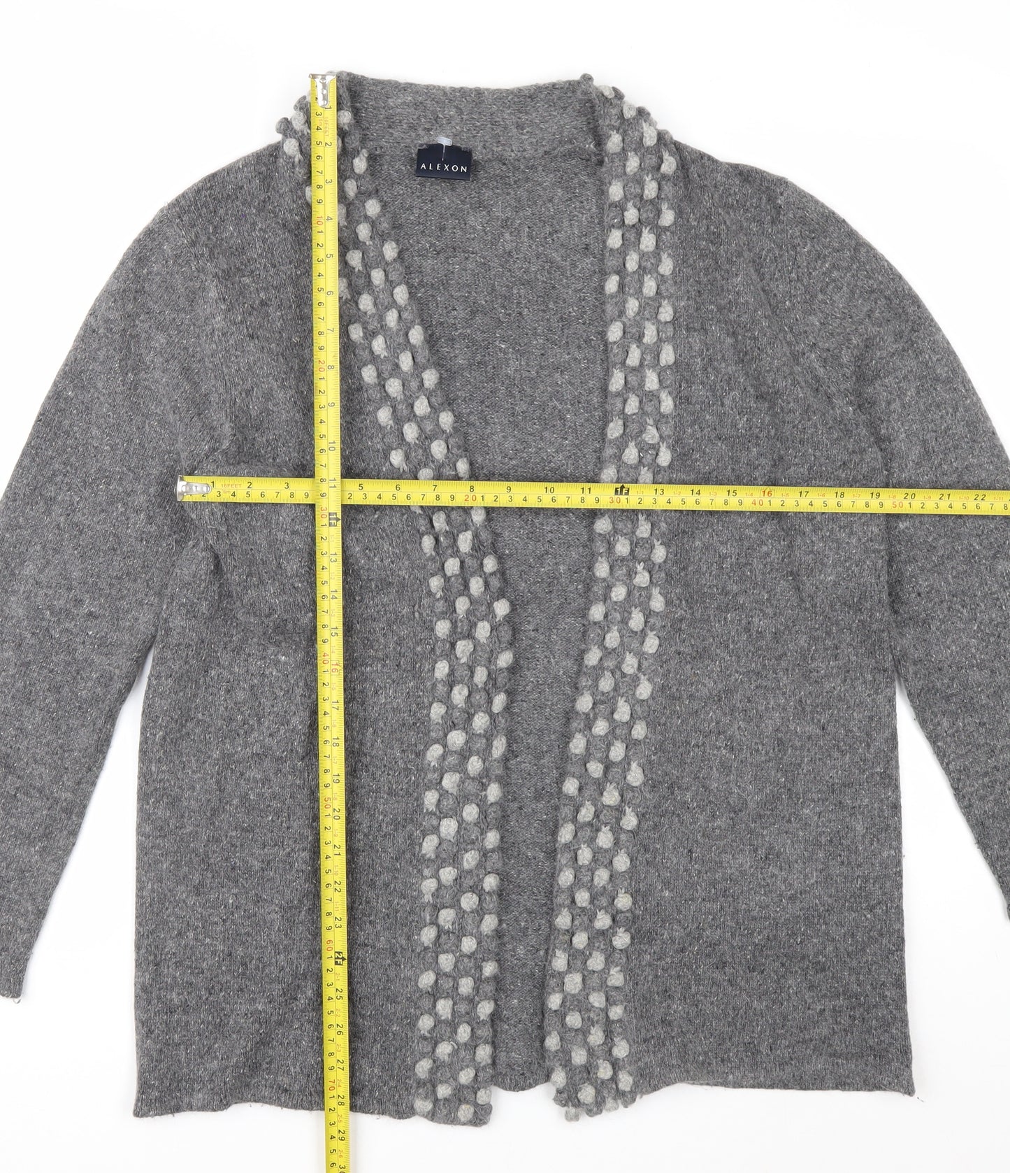 Alexon Women’s Grey Silk Angora Knit Cardigan Size 12