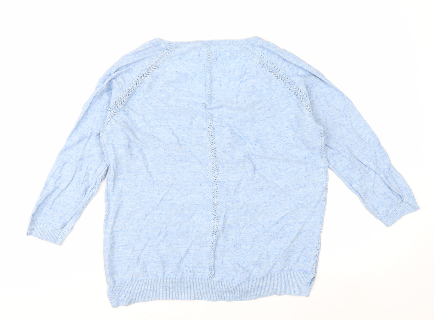 Fat Face Women Blue Cotton V-Neck Cardigan Size 12 Knit