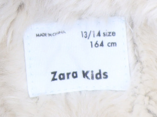 Zara Kids Girls Blue Faux Fur Hooded Long Parka Coat 13-14 Years