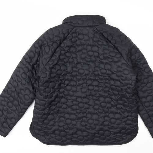 Denim & Co Womens Black Quilted Nylon Mid-Length Jacket L