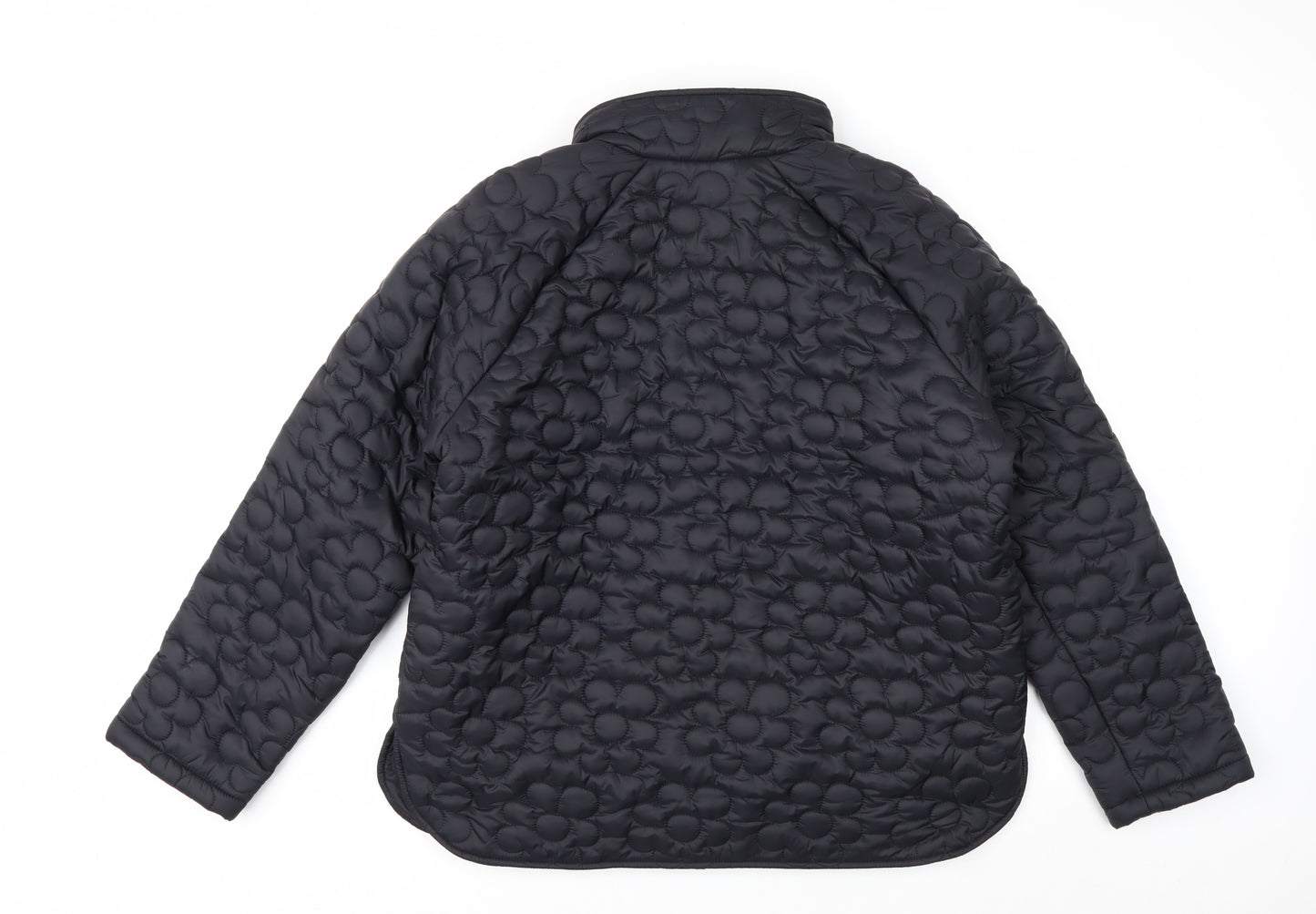 Denim & Co Womens Black Quilted Nylon Mid-Length Jacket L