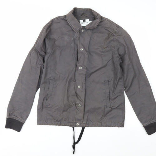 Topman Men's Grey Cotton Coach Jacket Small Button Up Casual