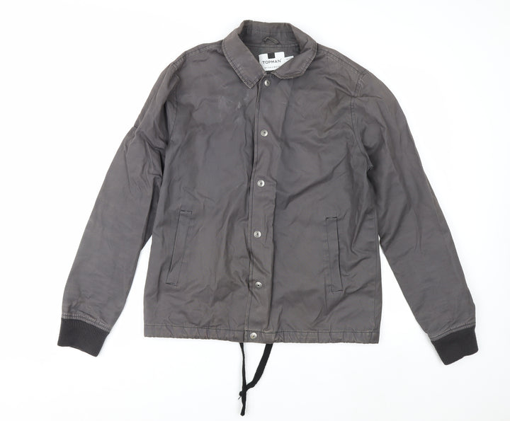 Topman Men's Grey Cotton Coach Jacket Small Button Up Casual