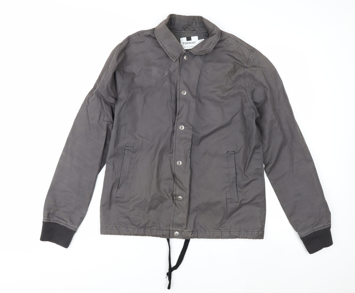 Topman Men's Grey Cotton Coach Jacket Small Button Up Casual