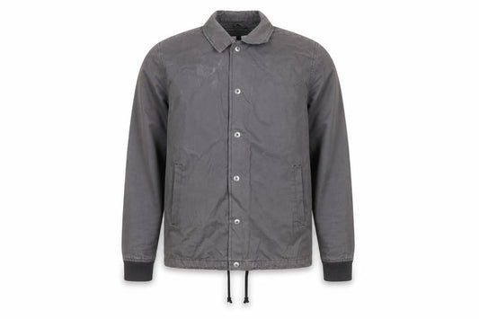 Front view of Topman Men's Grey Cotton Coach Jacket Small Button Up Casual