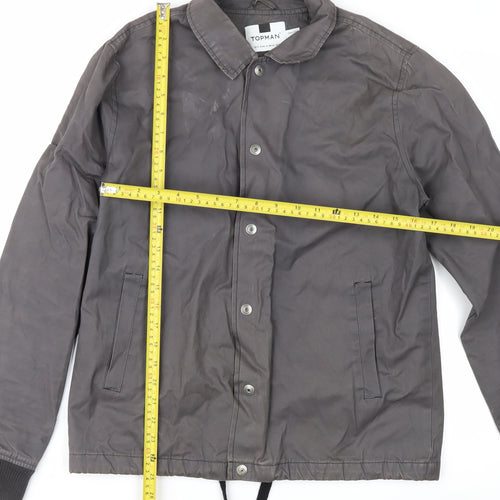 Topman Men's Grey Cotton Coach Jacket Small Button Up Casual