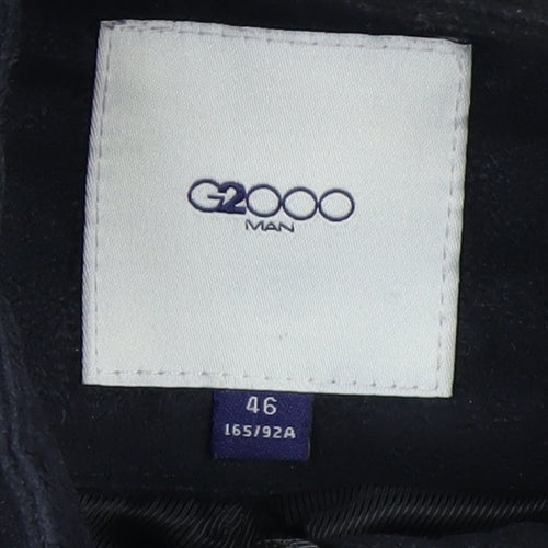 G2000 Men Blue Hooded Wool Trim Winter Parka Jacket Size 36