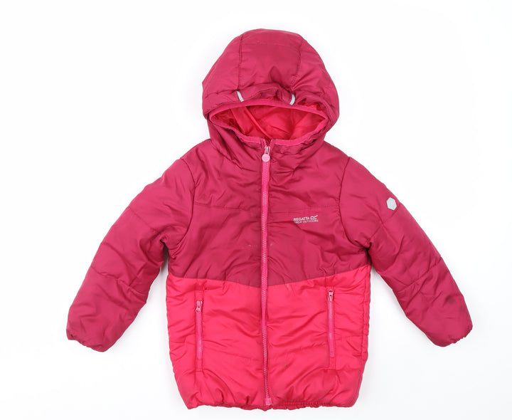 Regatta Girls Pink Hooded Puffer Jacket 5-6 Years Winter Lined Coat