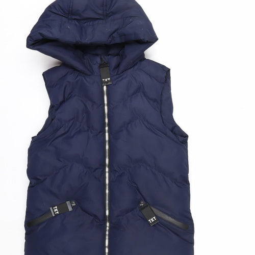 Tokyo Laundry Girls Blue Hooded Puffer Gilet Size 13 Years