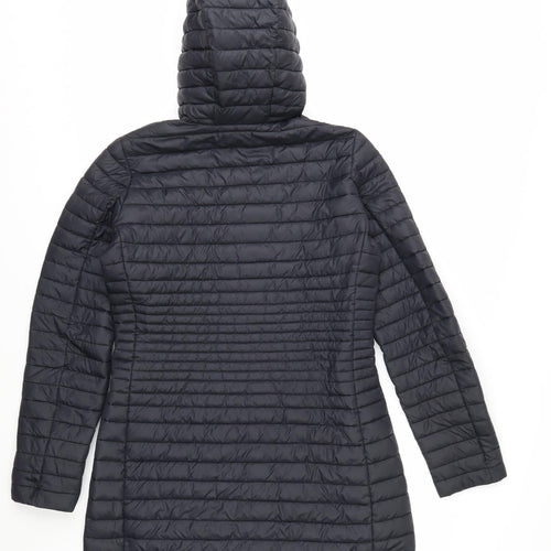 Save The Duck Women's Black Long Puffer Coat Size 10 Hooded Lightweight