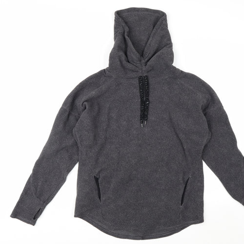 Marks and Spencer Women Grey Hooded Pullover Hoodie XS Fleece Polyester Warm Top