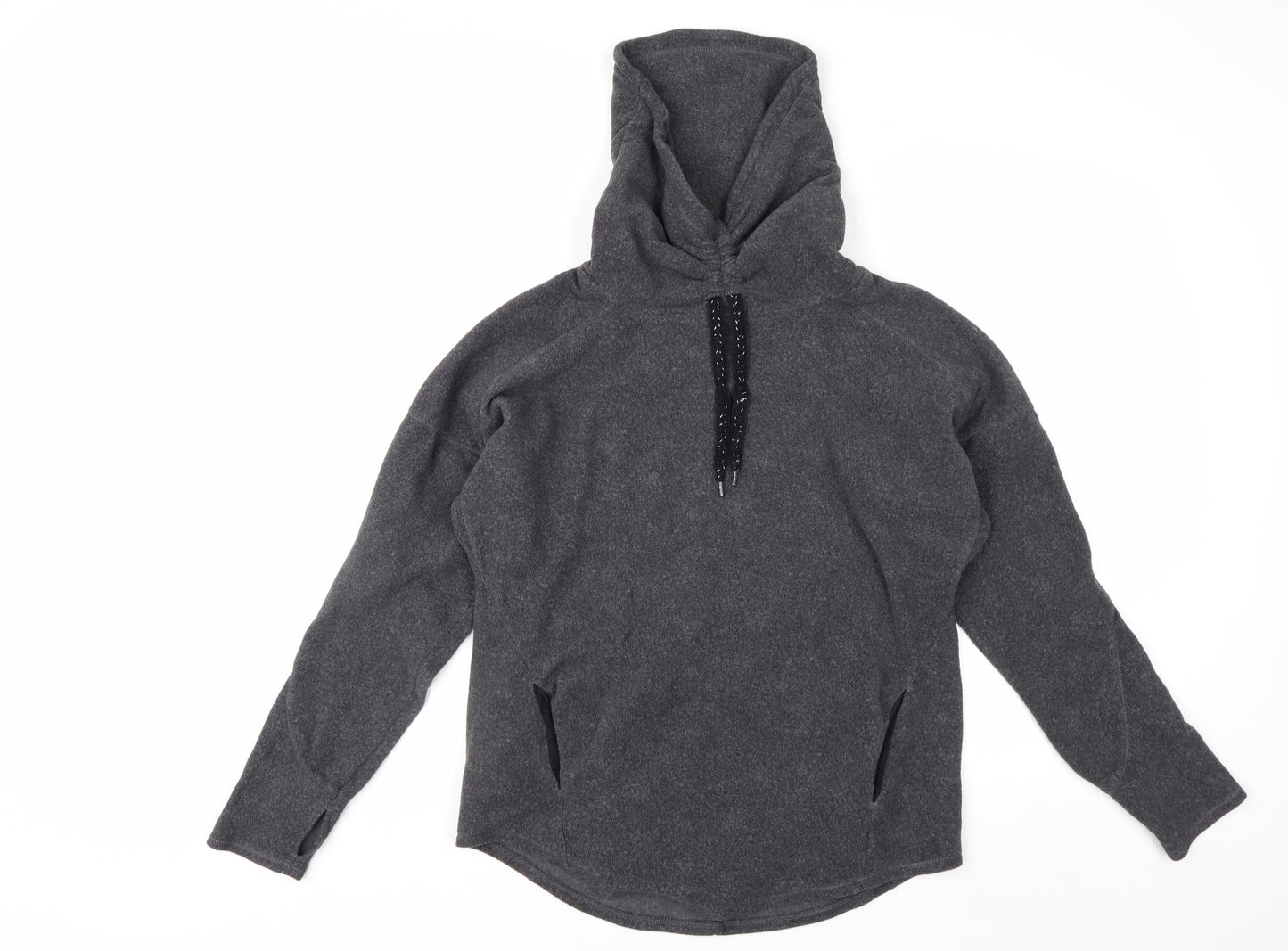 Marks and Spencer Women Grey Hooded Pullover Hoodie XS Fleece Polyester Warm Top