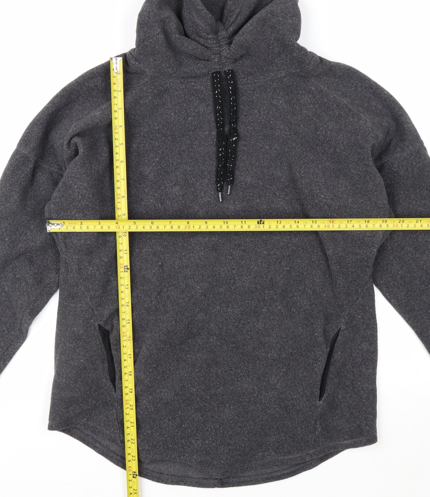 Marks and Spencer Women Grey Hooded Pullover Hoodie XS Fleece Polyester Warm Top