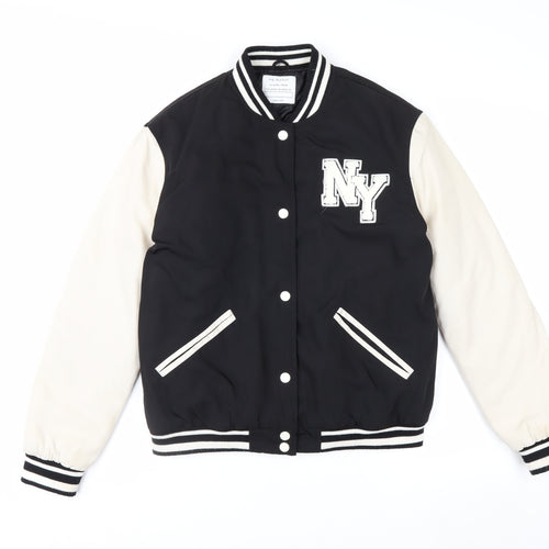 Primark Boys Black Varsity Jacket 14-15 Years NY Logo Button Up