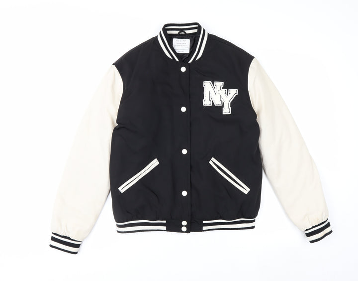 Primark Boys Black Varsity Jacket 14-15 Years NY Logo Button Up