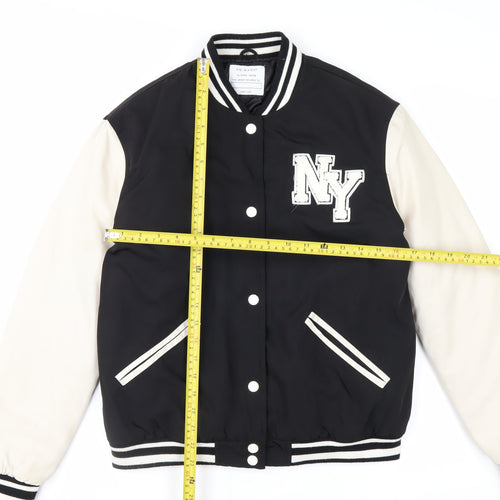Primark Boys Black Varsity Jacket 14-15 Years NY Logo Button Up