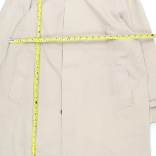 LIEU HOMME Men Beige Trench Coat M Collared Belted Classic Long