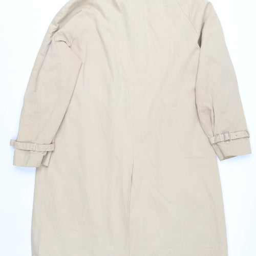 LIEU HOMME Men Beige Trench Coat M Collared Belted Classic Long